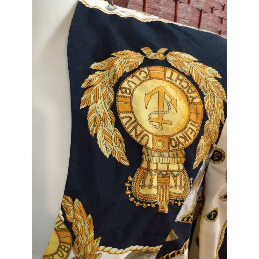 Vintage Joesph Ribkoff 80s Women's blazer jacket Nautical Print Ropes Anchor 6 - Picture 3 of 5